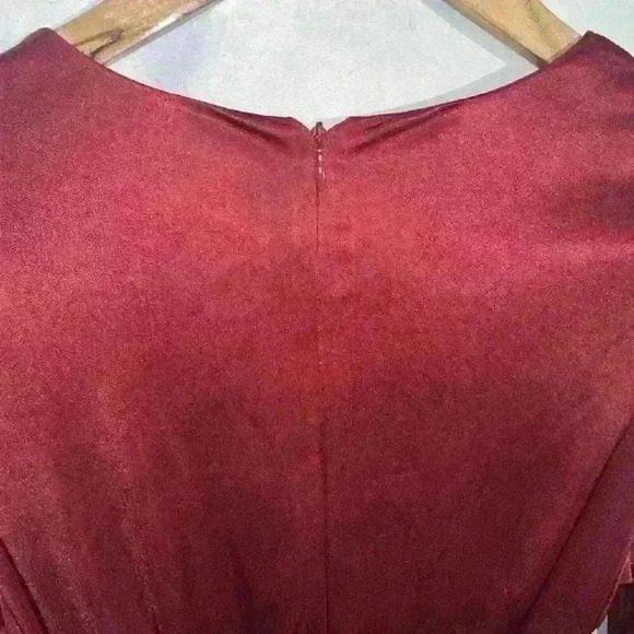 Altuzarra Target Burgundy Red Drape Wrap Dress Size Medium With Fringe Belt - Picture 8 of 10